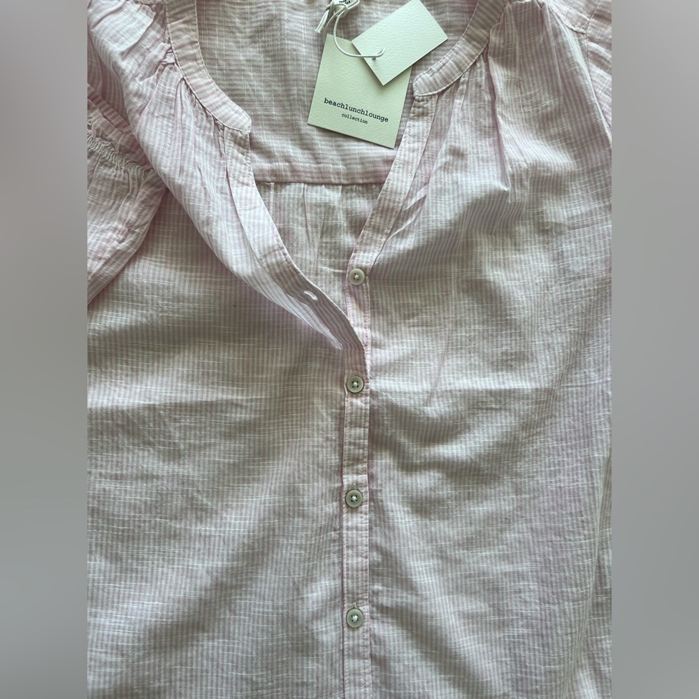 BeachLunchLounge Gia Top - Button Down Shirt - French Rose - Size: Small - Picture 13 of 13